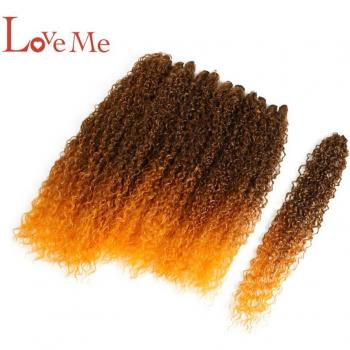 LOVE ME 22-26 inch Afro Kinky Curly Hair Bundles 7pcs Ombre Natural Black Synthetic Weave