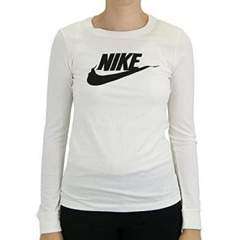 Nike T-shirt Lunga Donna NSW ESSNTL Icon FTR Bianco/Nero XL
