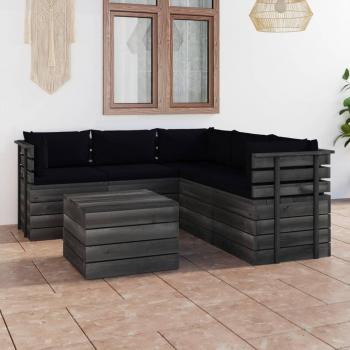 Palet Sofa Garden 6 piezas + Cojines Madera Pino