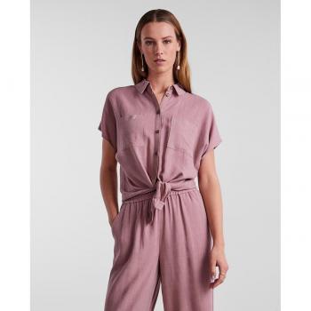 Camisa de Manga Corta Rosa con Detalle de Nudo
