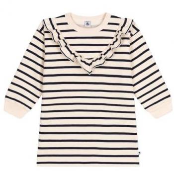 Robe molleton rayée Petit Bateau, couleur marine, 5 ans