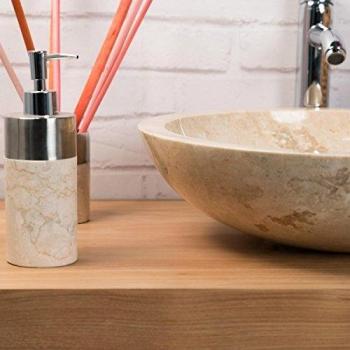 Mármol Barcelona 45 cm Lavabo Redondo con Encimera Crema – Colección Wanda