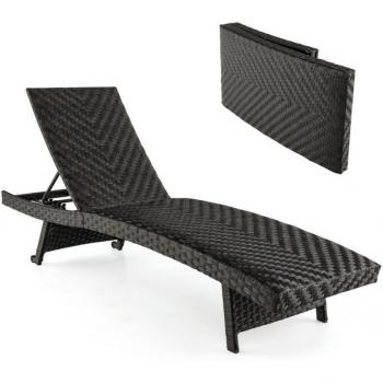 Chaise de Jardin Pliable en Rotin Marron