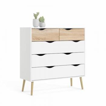 Commode Oslo élégante 5 tiroirs 98x39x100 cm