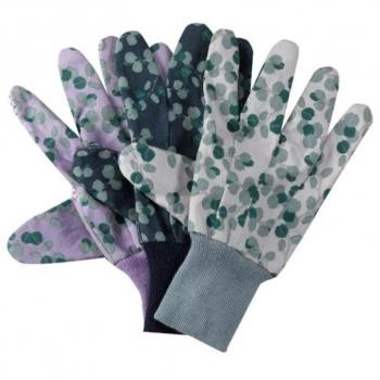 Eucalyptus Gardening Gloves Set of 3 Green/Pink