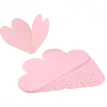 10pcs Pink Heart Folding Greeting Cards