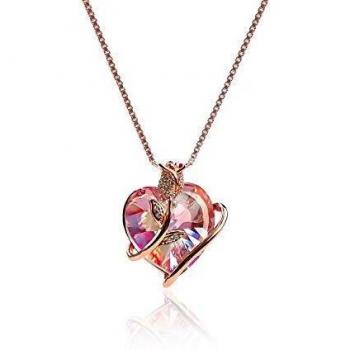 Collana per Lei – Fiore Rosa & Cuore con Swarovski