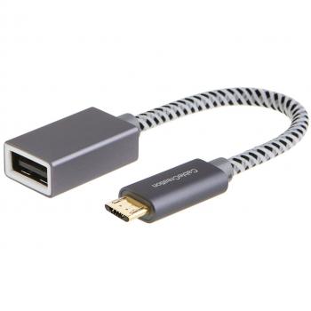 Trenza MicroUSB OTG 15cm con Conector Dorado