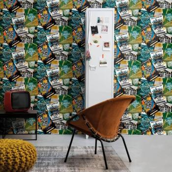 Papier Peint Good Vibes Posters Vert et Orange