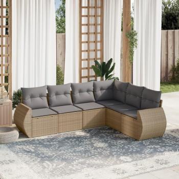 VidaXL 6-teiliges Garten-Sofagarnitur-Set Beige mit Kissen aus Polyrattan