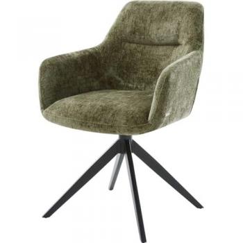 Pejo‑Flex Drehstuhl – breitgestütziges Kreuzgestell, schwarz/olive Chenille-Polster, 360° Drehung, Wippen & Taschenfederkern