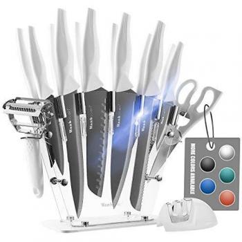 Coltelli da Cucina Professionali Wanbasion 16 Pezzi con Ceppo Universale