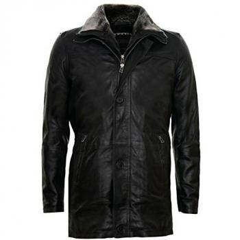 Aleppo Men's Black Leather Trench Coat – Small, Infinity Brand