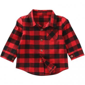 Prenda infantil blusa informal cuello vuelto cuadros