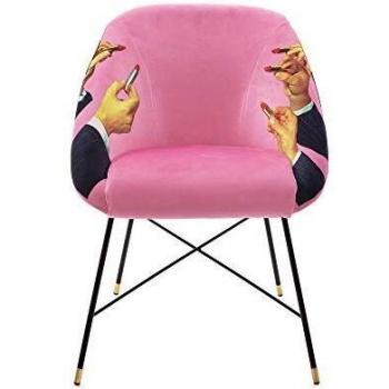 Chaise Rembourrée SELETTI Lèvres Roses en Tissu