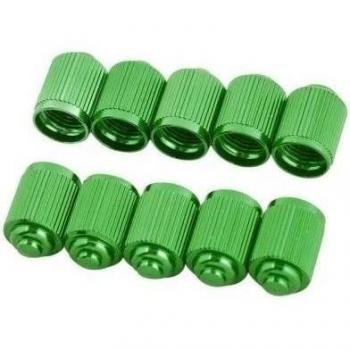 Casquillos de Válvula de Neumático de Bicicleta Schrader, Aluminio, Paquete de 2 (Verde)