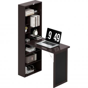 HOMCOM Bureau multifonction mural avec rangement pliable
