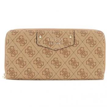 Guess Cordelia Logo Zip Wallet in Brown