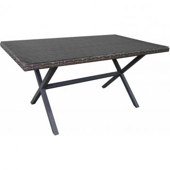 Varenna Chillvert Rattan‑Glass Rectangle Table – 160×90×73 cm, Grey/Brown