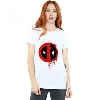 Women’s Marvel Deadpool Split Splat Logo T‑Shirt, White L