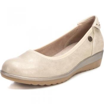 Zapatos Xti Estilo Bailarina En Polipiel Con Cuña Para Mujer En Color Dorado