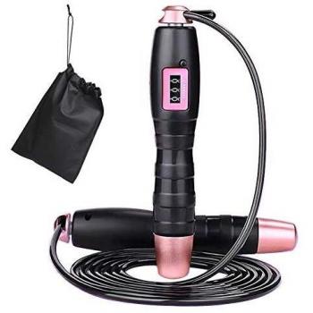 IEMY Springseil, Verstellbares Seilspringen Mit Zähler, Verwickelungsfreies Speed Rope Mit Kugellagern, Skipping Rope Für Aerobe Übung Fitness&Training, Geeignet Für Erwachsene Und Kinder (Rot)