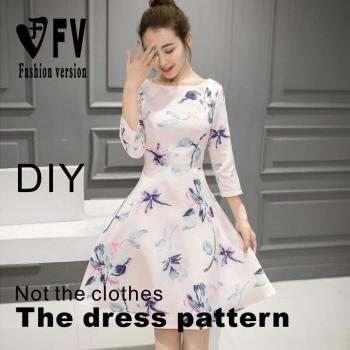 Women's 7-Sleeve Swing Dress Design Template