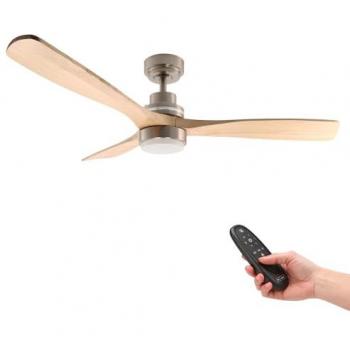 Ventilateur de plafond LED nickel/hêtre 18 W – Iluminashop