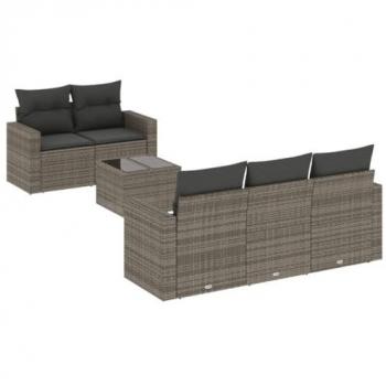 Vidaxl Salon De Jardin 6 Pcs Avec Coussins Gris Résine Tressée