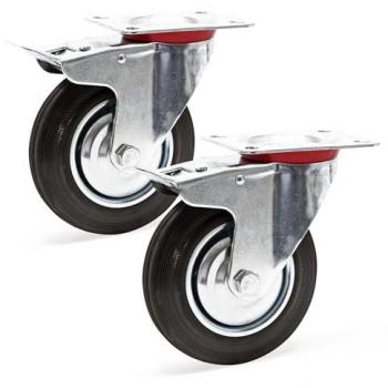 Wiltec Set Ruote Piroettanti 160mm con Freno a Due Blocchi