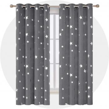 Deconovo Blackout Eyelet Thermal Insulated Energy Saving Childrens Curtains | Ready Made Curtains UK -2 Panels