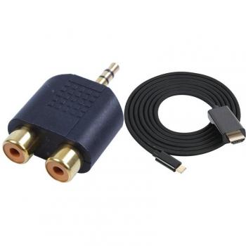 Transformador de audio 1/8” y 3,5 mm a 2 RCA con puerto USB‑C HDMI