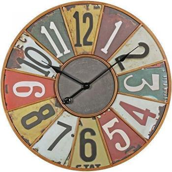 Vintage Rundschmuckuhr 60 cm – Buntes Metalldesign XXL