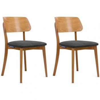 KONSIMO Vinis Esszimmerpolsterstuhl – Massivholzgestell, Veloursbezug, 2‑er‑Set