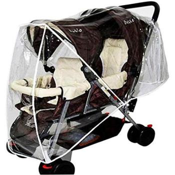 Couverture étanche pour poussette 2-enfants avec vue claire