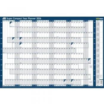 Sasco 2026 Super Compact Year Planner (Wall) – Pen & Sticker Pack