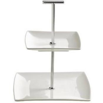 Momenti Plateras de dos pisos en porcelana blanca