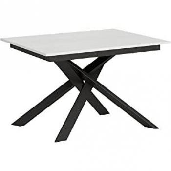 Mesa Ganty 90x120/180 cm extensible fresno blanco con borde antracita