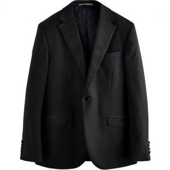 100% Wool Marzotto Check Tux Jacket – Black