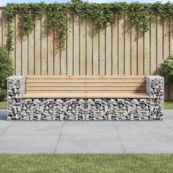 VidaXL Pine Wood Gabion Design Garden Bench 244x71x65.5 cm