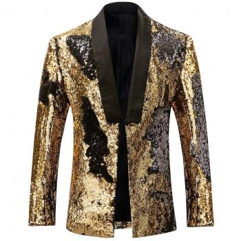 Blazer or et noir en sequins pour hommes XL