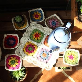 Pastoral Style Hand‑Crocheted Potholder Collection – 7 pcs