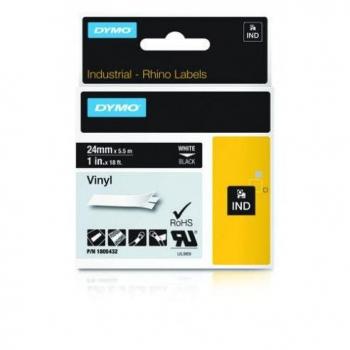Dymo RhinoPRO Industrial Permanent Vinyl Labels, 24mm White on Black