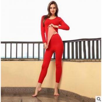 Jinsen Aite Winter Thermo-Unterwäsche für Frauen Set Plus Vlies Oberteil und Hosen Dicke Warme Lange Unterhosen JS652