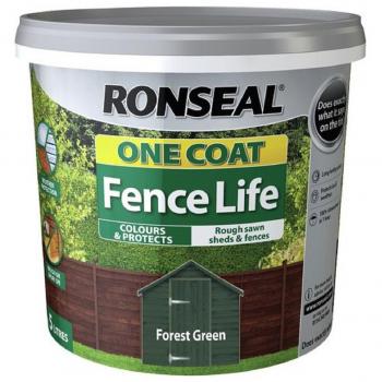 Ronseal 5L One Coat Life Quick Dry Garden Shed & Fence Paint Forest Green
