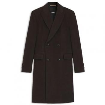 Alpaka-Dunkelbraun Herrenmantel – Regular Fit, Modell HYDE-DB-PEAK-254, Größe 48