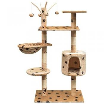 Arbre à Chat Premium 125 cm : Griffoir, Niche, Jouet, Peluche