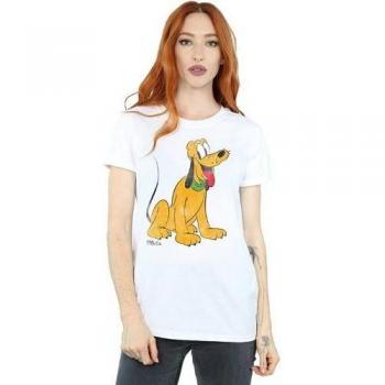 Disney Damen Weißes Classic Pluto Boyfriend Shirt, L