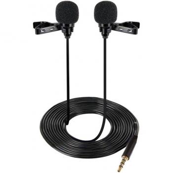 Clip-On Dual-Head Lavalier Microphone for iPhone iPad Samsung Tablet DU55