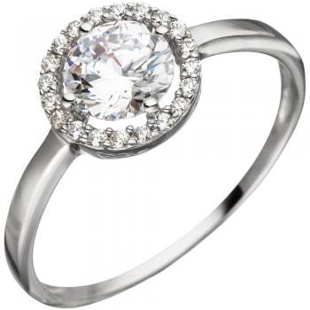 Juwelier-Standard: JOBO Damen Ring, Weißgold 333, 21 Zirkonia, Gr. 54